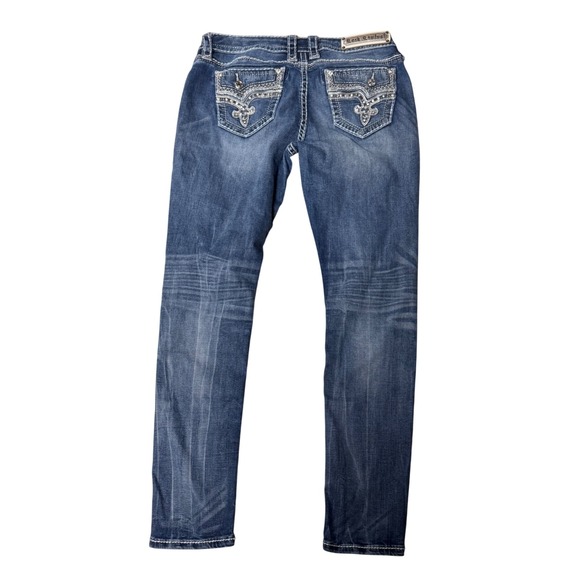 Rock Revival Easy Skinny Jeans Women Denim Rhinestone Embellished Size 30 (tag) - Picture 3 of 10